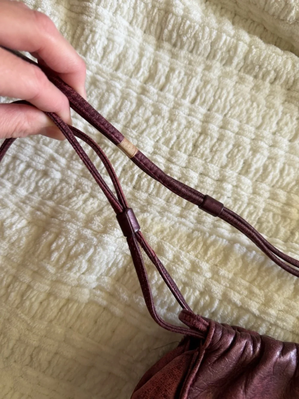 Vintage Ganson San Francisco Metallic Burgundy Leather Mini Bag‎ Tassel Y2K Boho